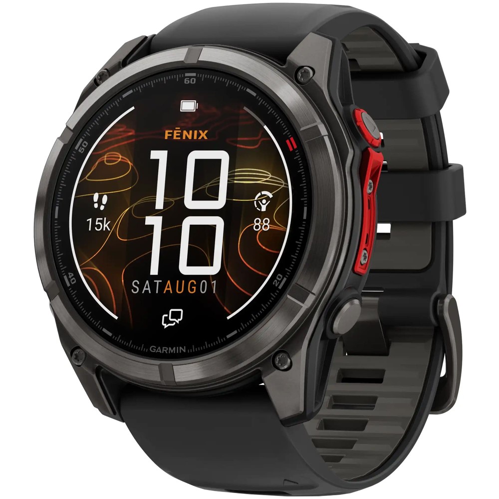 умные часы watch garmin fenix 8 51 microled sapphire carbon gray dlc titanium black / pebble gray