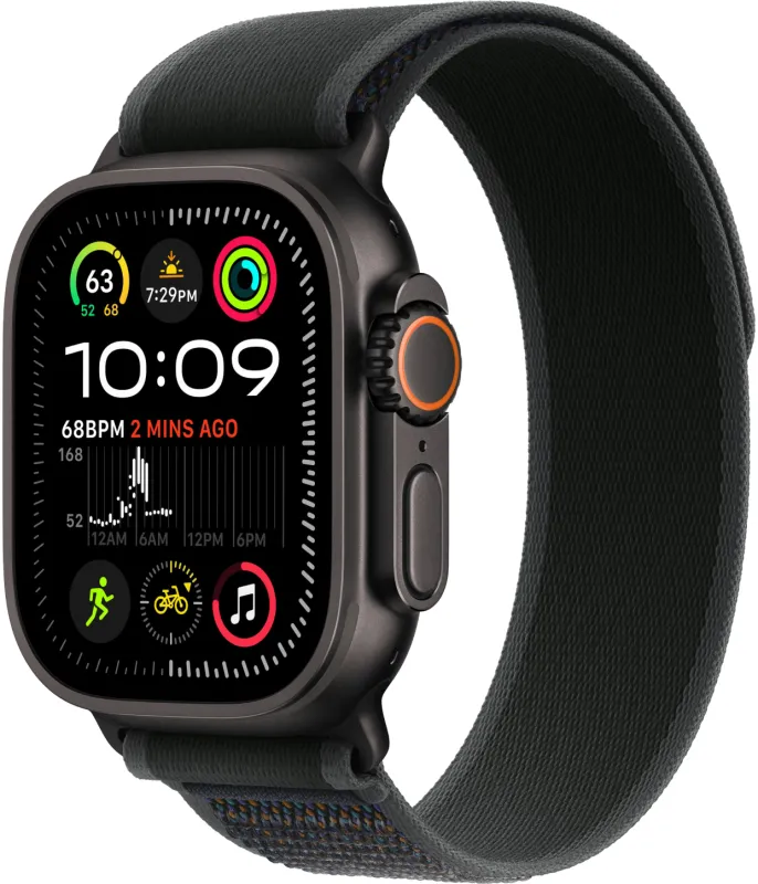 умные часы apple watch ultra 2 (2024) 49 black titanium case with m/l black trail loop