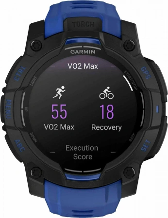 умные часы watch garmin instinct 3 50 amoled black with black/bolt blue band 010-03020-03