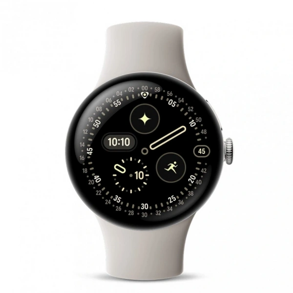 pixel watch 4 45 wi-fi polished silver/porcelain active band