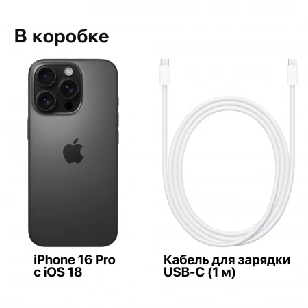 смартфон apple iphone 16 pro max 1 тб, black titanium (nano-sim + esim)