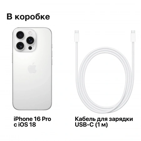 смартфон apple iphone 16 pro 128 гб, white titanium (nano-sim + esim)