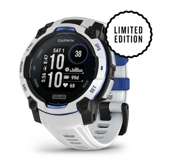 умные часы watch garmin instinct 3 50 solar whitestone with black/bolt blue band 010-02935-03