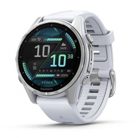 умные часы watch garmin fenix 8 43 amoled silver with whitestone silicone